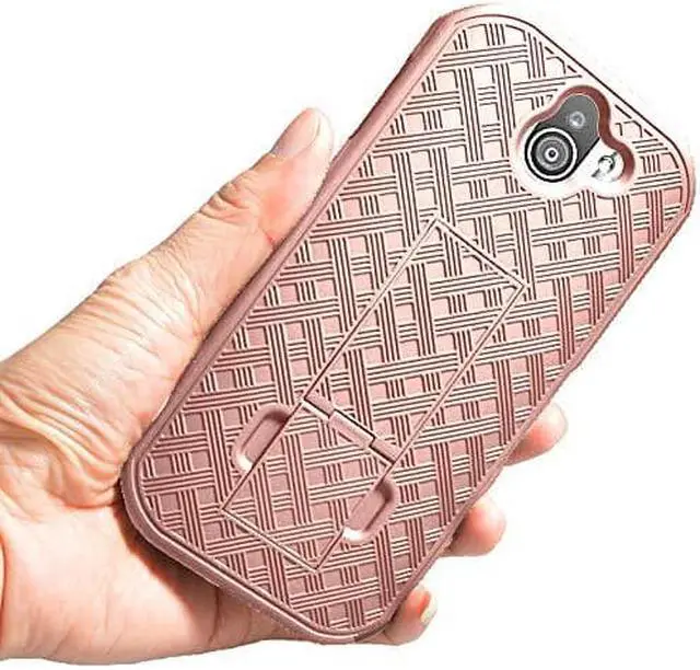 Alt view image 6 of 7 - Rose Gold Pink Kickstand Case Hard Cover for Kyocera DuraForce Pro 2 E6910