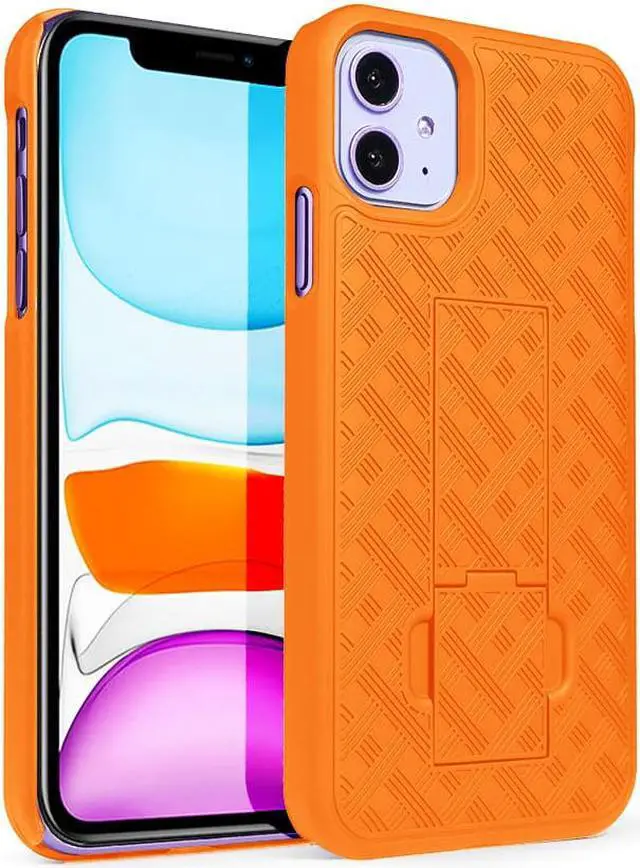 Main image of Bright Orange Slim Case Hard Shell Cover with Kickstand for Apple iPhone 11
