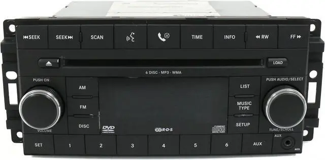 Alt view image 2 of 7 - 2008-2011 Dodge Dakota AM FM 6 Disc CD DVD Player w Aux Part 05064923AE Face REQ
