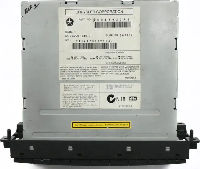 Alt view image 7 of 7 - 2008-2011 Dodge Dakota AM FM 6 Disc CD DVD Player w Aux Part 05064923AE Face REQ