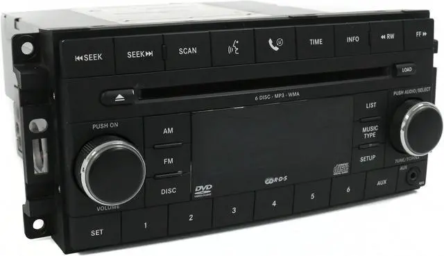 Alt view image 3 of 7 - 2008-2011 Dodge Dakota AM FM 6 Disc CD DVD Player w Aux Part 05064923AE Face REQ
