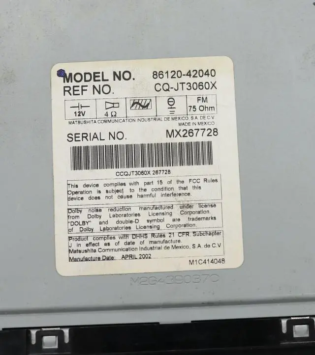 Alt view image 7 of 7 - 2001-2002 Toyota RAV4 AM FM Radio Cassette Player 86120-42040 Face A56818