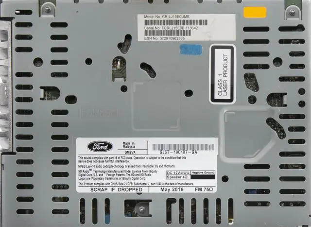 Alt view image 5 of 5 - 2017 Ford Escape OEM AM FM Receiver MP3 Single-Disc CD Player GJ5T-19C107-GA