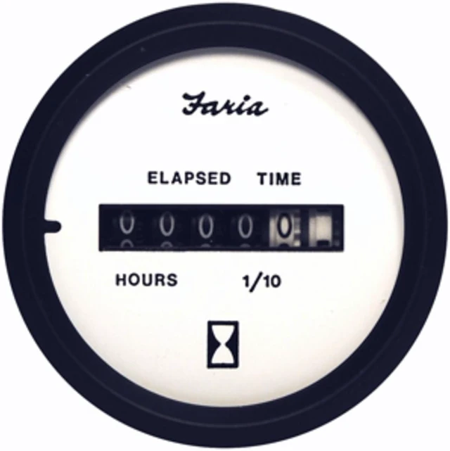 Alt view image 3 of 6 - Faria Euro White 2" Hourmeter (10000 Hrs) (12-32 VDC)