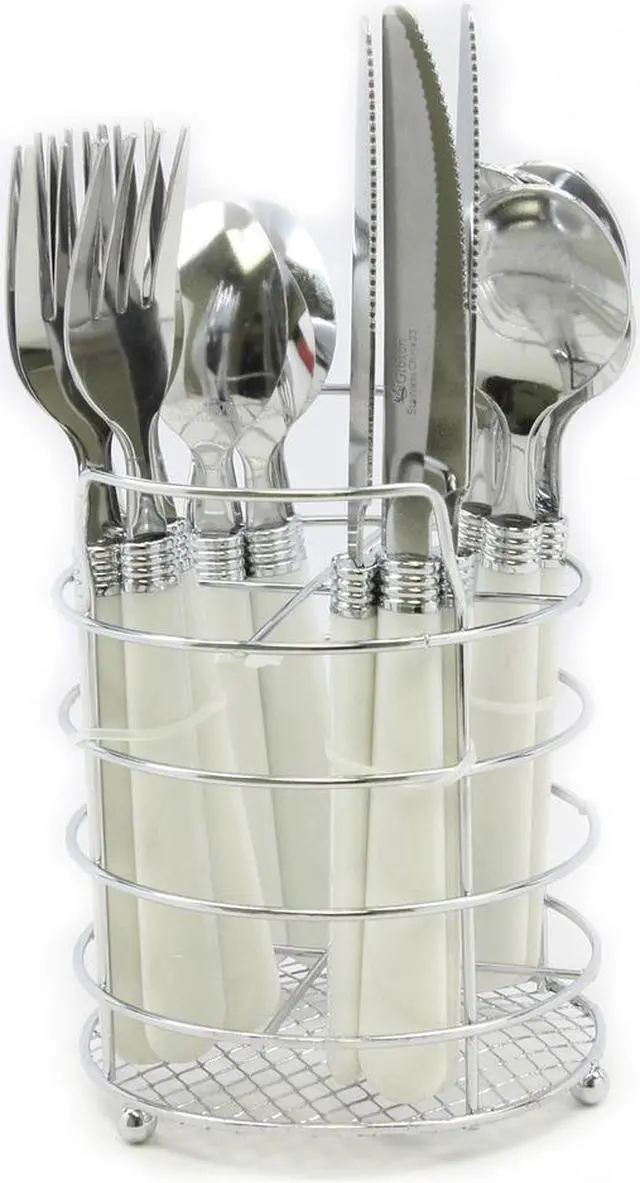 Alt view image 2 of 3 - Gibson 53382.16 Sensations II Plastic Handle Flatware, White - 16 Piece