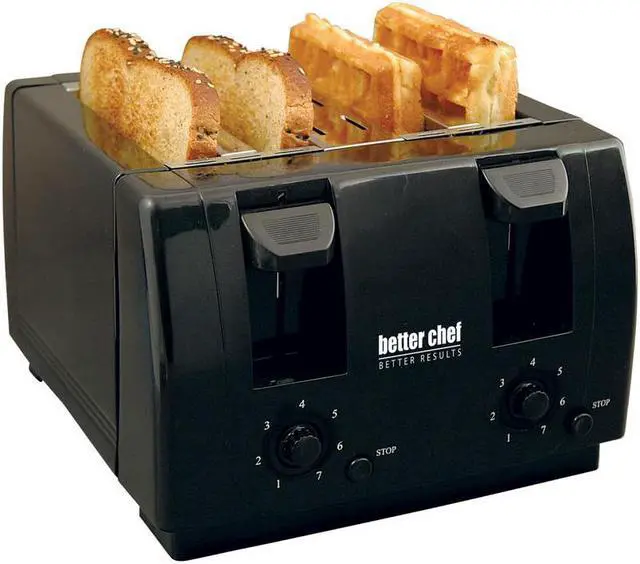Alt view image 2 of 8 - Better Chef 4 Slice Dual-Control Black Toaster