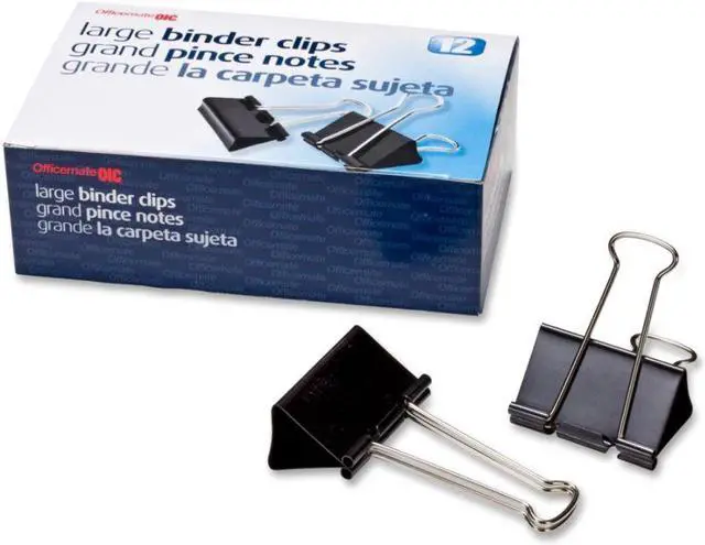 Alt view image 5 of 13 - Officemate Binder Clips Large 2"Wide 1" Cap 12/BX Black/Silver 99100