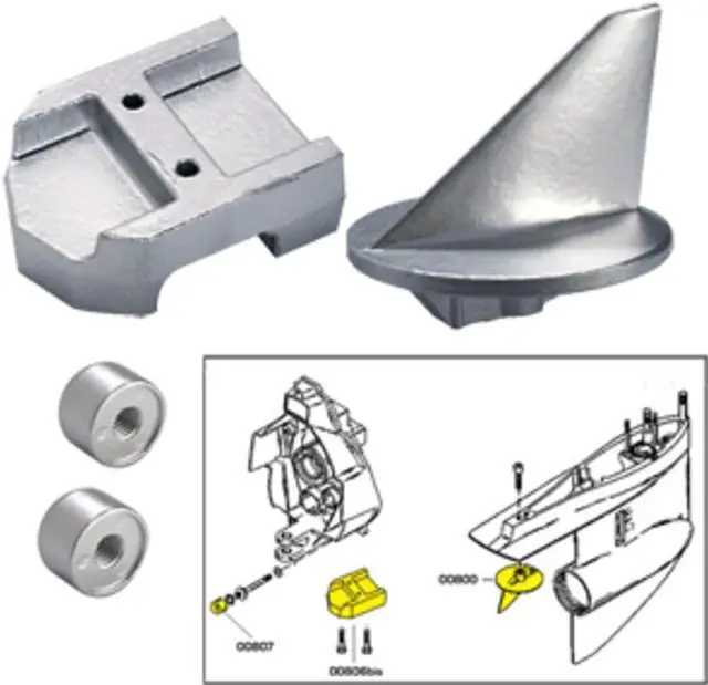 Alt view image 3 of 4 - TECNOSEAL ANODE KIT MERC ALPHA 1 GEN 1 W/ HARDWARE MAGNESIUM 20800MG