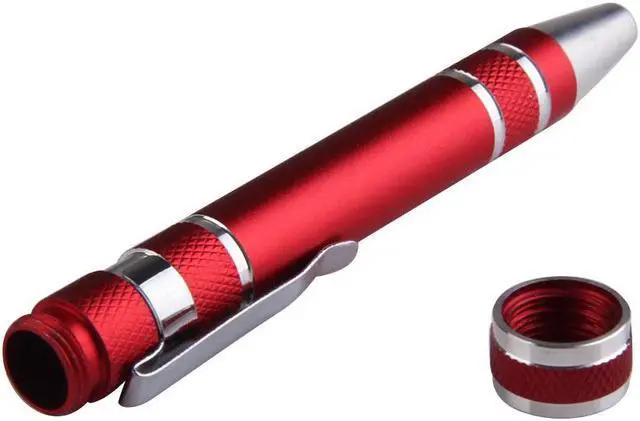 Alt view image 4 of 6 - Portable Screwdriver Set 8 in 1 Aluminum Multi-Tool Phone Screw Driver Pen Set Tools Precision Phone Repair Tool Kit - Red