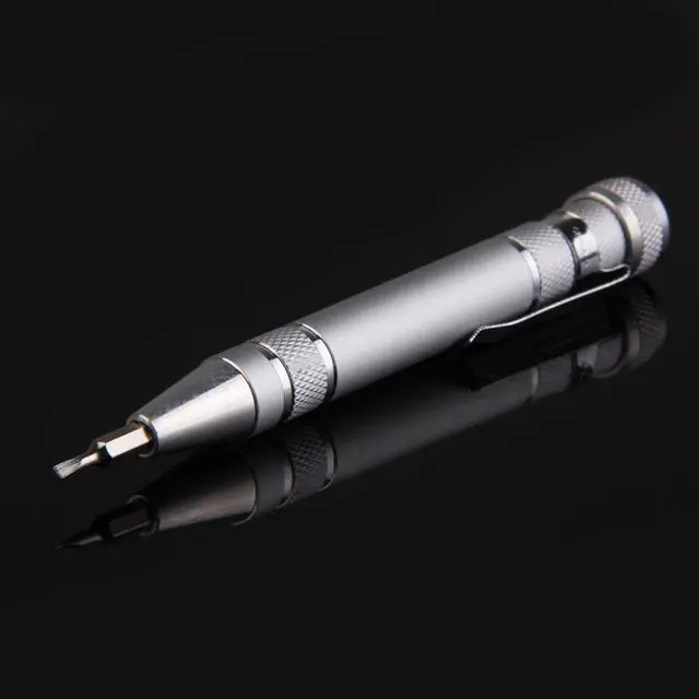 Alt view image 2 of 4 - Portable Screwdriver Set 8 in 1 Aluminum Multi-Tool Phone Screw Driver Pen Set Tools Precision Phone Repair Tool Kit - Silver