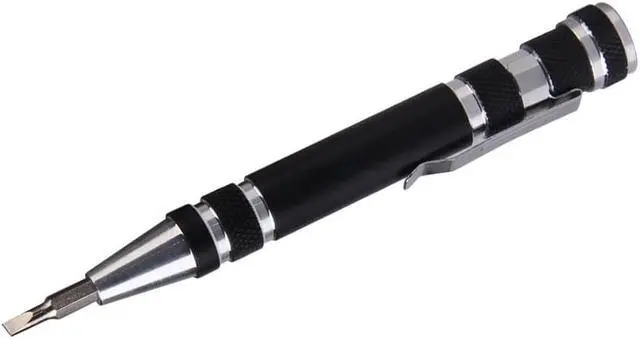 Main image of Portable Screwdriver Set 8 in 1 Aluminum Multi-Tool Phone Screw Driver Pen Set Tools Precision Phone Repair Tool Kit - Black