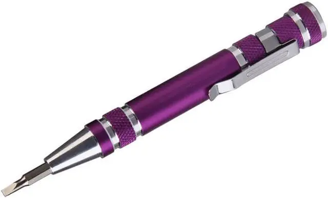 Main image of Portable Screwdriver Set 8 in 1 Aluminum Multi-Tool Phone Screw Driver Pen Set Tools Precision Phone Repair Tool Kit - Purple