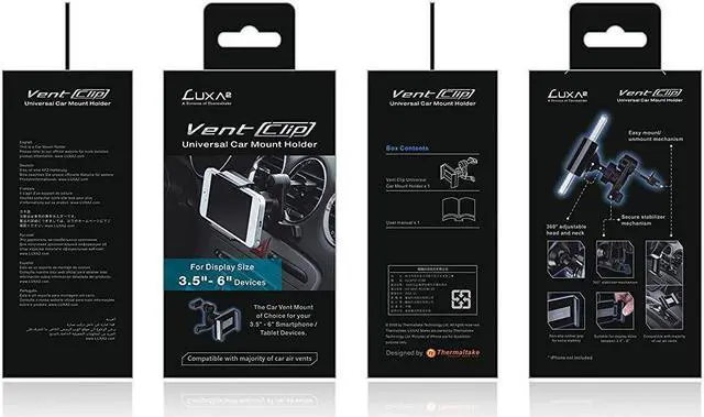 Alt view image 7 of 7 - LUXA2 Vent Clip Universal Car Mount Holder for iPhone 6 (4.7)/ 5s/ 5c/4s, Galaxy S4/S3//S2. HTC One and 6-Inch Device HO-MHS-PCVCBK-00