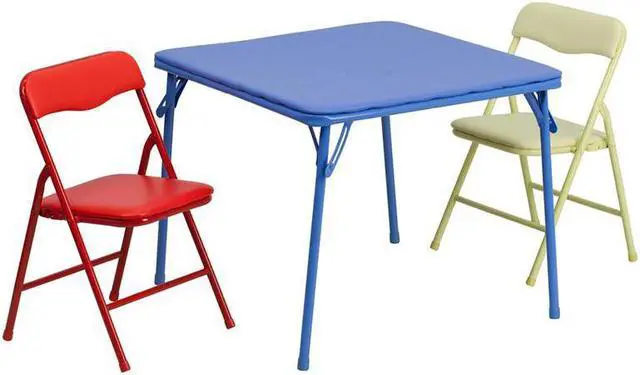 Alt view image 3 of 8 - Kids Colorful 3 Piece Folding Table and Chair Set