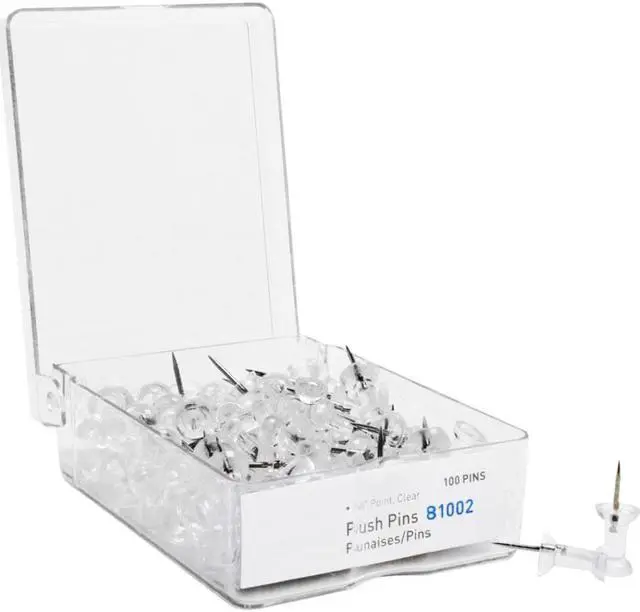 Alt view image 2 of 5 - Pushpins 3/8" Point 1/2" Heads 100/BX Clear