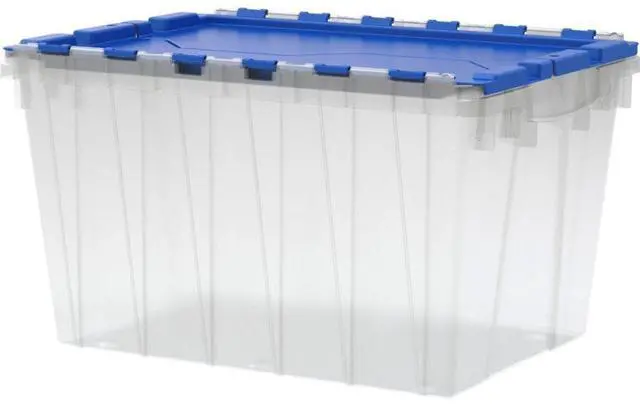 Alt view image 4 of 7 - Akro-Mils Storage Box 12-Gallon 15"x21-1/2"x12-1/2" Clear/Blue 66486CLDBL