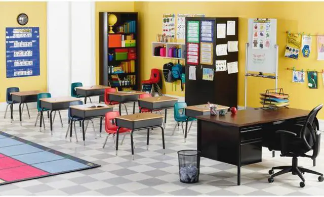 Alt view image 5 of 18 - Lorell Book Box Student Desk - Rectangle Top - 18" Table Top Width x 24" Table Top Depth - 30" Height - Assembly Require