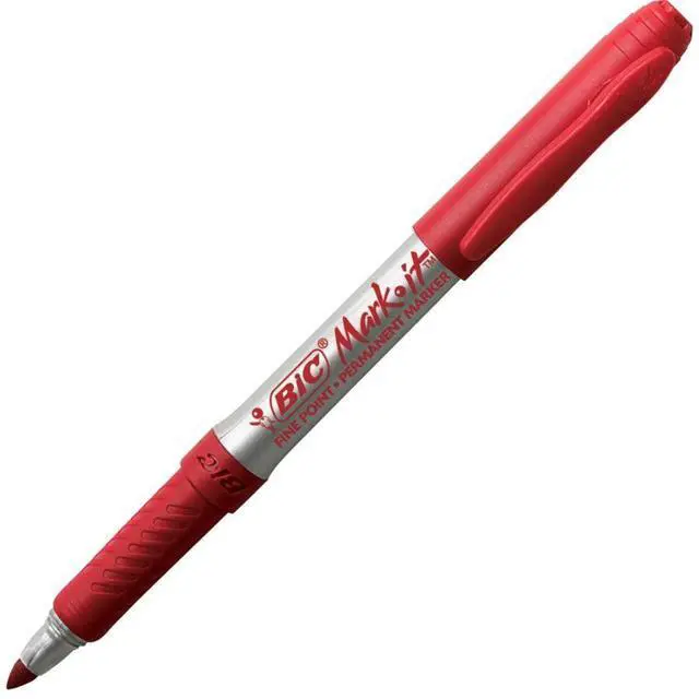 Alt view image 3 of 14 - Mark-It Permanent Markers, Fine Point, Rambunctious Red, Dozen