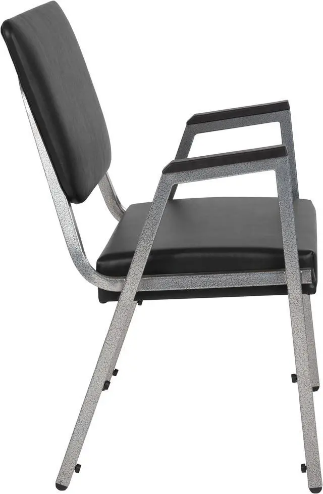 Alt view image 2 of 20 - Flash Furniture HERCULES Series 1500 lb. Rated Antimicrobial Vinyl Bariatric Arm Chair with 3/4 Panel Back and Silver Vein Frame, Black