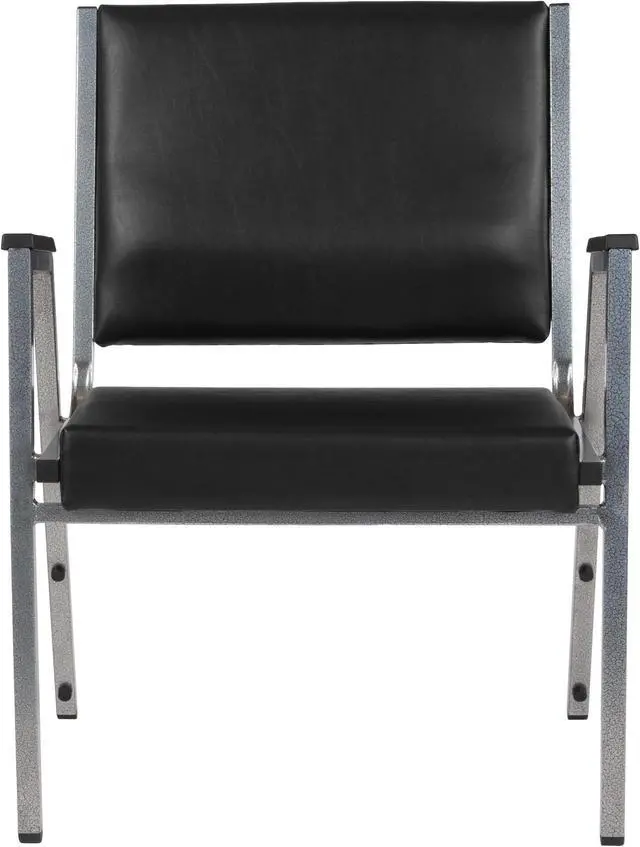 Alt view image 19 of 20 - Flash Furniture HERCULES Series 1500 lb. Rated Antimicrobial Vinyl Bariatric Arm Chair with Silver Vein Frame, Black