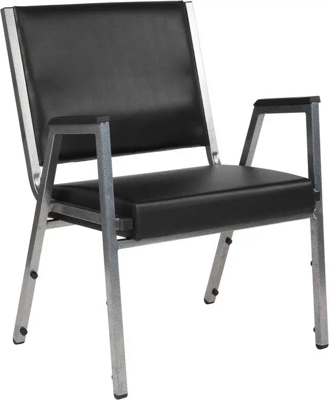 Main image of Flash Furniture HERCULES Series 1500 lb. Rated Antimicrobial Vinyl Bariatric Arm Chair with Silver Vein Frame, Black