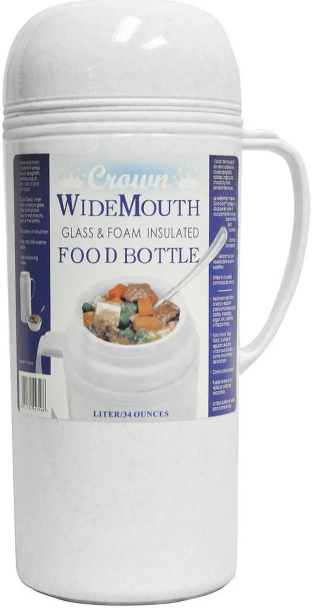 Alt view image 6 of 12 - Brentwood 1.0L Wide Mouth Mouth Glass Vacuum/Foam Insulated Food Thermos
