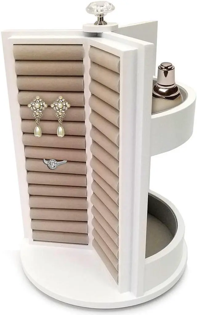 Alt view image 2 of 5 - OnDisplay Brooke Spinning Wooden Jewelry Cabinet Organizer