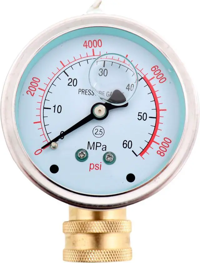 Main image of Erie Tools® 8000 PSI Pressure Power Washer Gauge with 3/8" Quick Connect Coupler Fitting