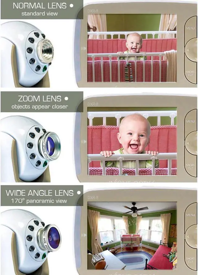 Alt view image 13 of 20 - Infant Optics DXR-8 Pan/Tilt/Zoom 3.5" Video Baby Monitor With Interchangeable Optical Lens