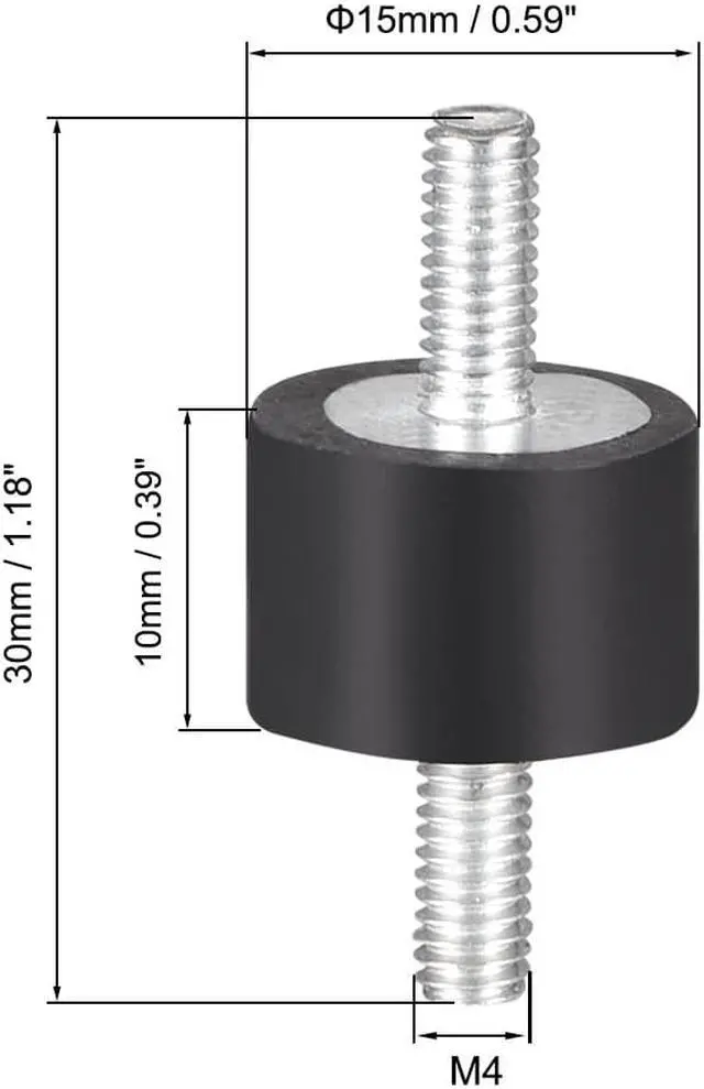 Alt view image 2 of 3 - D15 x H10 Rubber Vibration Isolator Mounts Shock Absorber with M4 x 10mm Studs 4pcs