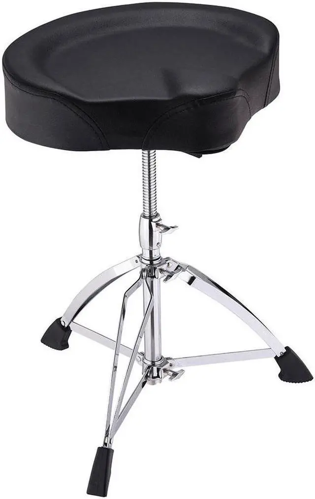 Alt view image 2 of 7 - Saddle Drum Throne Drummer Stool Round Seat Chair Adjustable Folding Stand Percussion Hardware Large