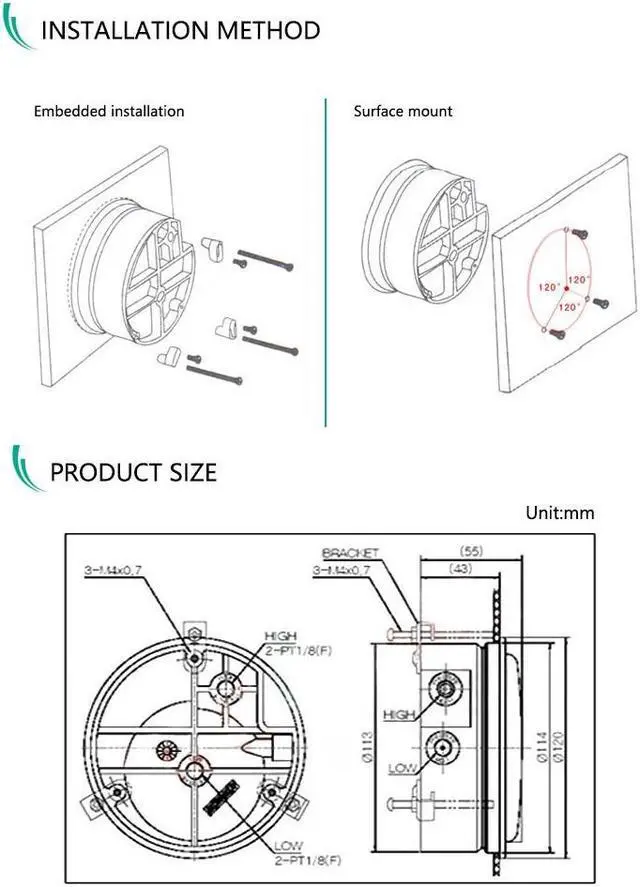Alt view image 6 of 7 - ELECALL New -100~100PA TE2000 Micro Differential Pressure Gauge High Precision 1/8 "NPT Air Pressure Meter Barometer