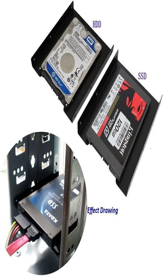 Alt view image 3 of 4 - iMBAPrice (Pack of 2) 3.5" Universal Hard Drive Mounting Kit for 5.25" Drive Bay BRACKET with Mounting Screws - Value Pa