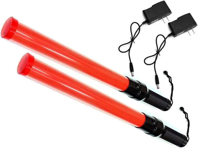 Main image of iMBAPrice (2-Pack) 21" Long Traffic Safety Rechargeable Flashing LED Light Control Wand Baton Flashlight with Blinking a