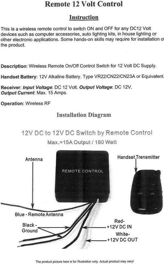 Alt view image 4 of 5 - iMBAPrice 12V_ 15 Amps_ Heavy Duty Boat and Car Universal Remote Control Kit