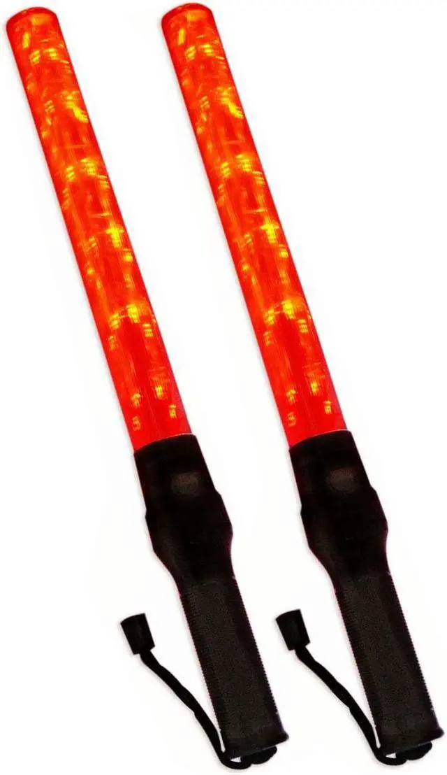 Alt view image 2 of 4 - iMBAPrice (2-Pack) 21" Long Traffic Safety Flashing LED Light Control Wand Baton Flashlight with Blinking and Steady-glo