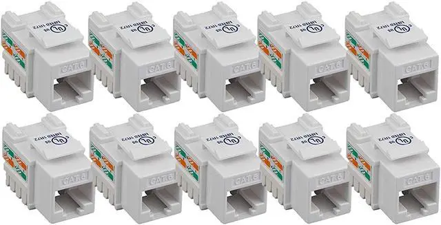 Main image of iMBAPrice (10-Pack) Cat6 RJ45 Punch-Down Keystone Jack in (White)
