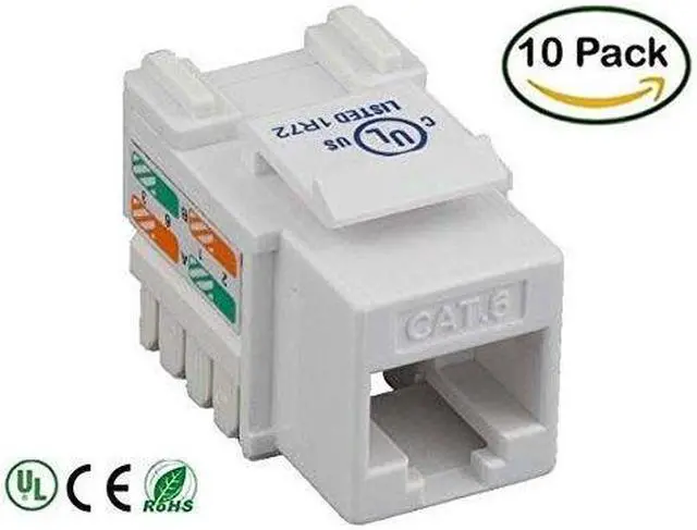 Alt view image 2 of 3 - iMBAPrice (10-Pack) Cat6 RJ45 Punch-Down Keystone Jack in (White)