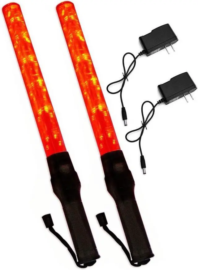 Alt view image 2 of 4 - iMBAPrice (2-Pack) 21" Long Traffic Safety Rechargeable Flashing LED Light Control Wand Baton Flashlight with Blinking a