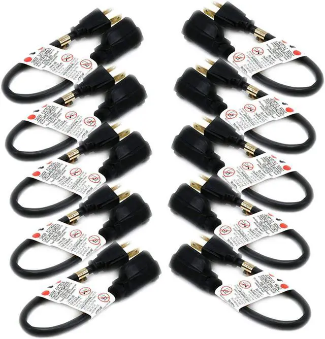 Main image of 18 AWG Outlet Saver Power Extension Cord - 1 Feet - 10 PACK
