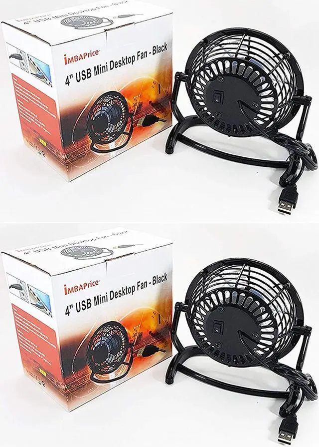 Alt view image 4 of 4 - iMBAPrice(Pack of 2) 4" Quiet USB Mini Desktop Plastic Fan with ON/OFF Switch - Black