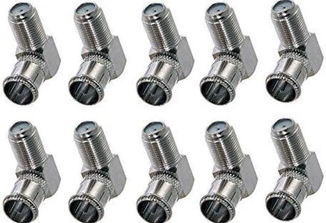 Alt view image 2 of 3 - imbaprice pack of 10 right angle coax fjack to fquick push on plug  male/female  adapter support comcast, time warner, cox communications, charter communications, verizon fios, and at&t