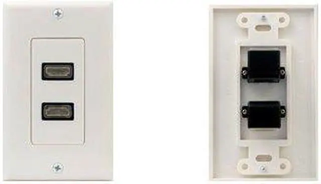 Alt view image 2 of 4 - imbaprice  hdmi pigtail wall plate builtin flexible hispeed hdmi cable with ethernet dual port 2 port white