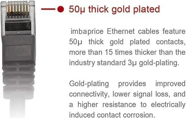Alt view image 3 of 4 - iMBAPrice 15 Feet Cat6 Cable - Premium Grade RJ45 Ethernet Snagless Patch Cord (Pack of 5) Black