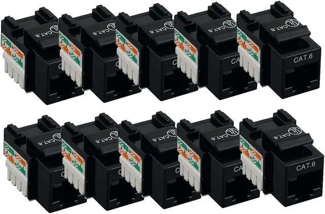 Main image of iMBAPrice (10-Pack) Cat6 RJ45 Punch-Down Keystone Jack in (Black)