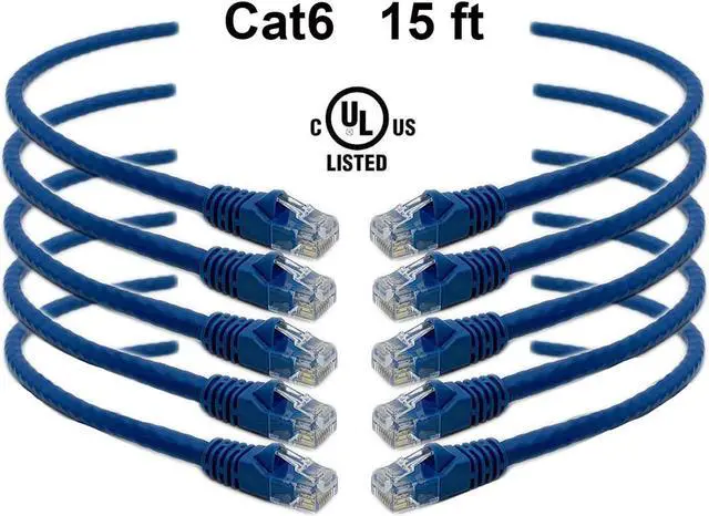 Main image of iMBAPrice 14 Feet Cat6 Cable - Premium Grade RJ45 Ethernet Snagless Patch Cord (Pack of 5) Blue