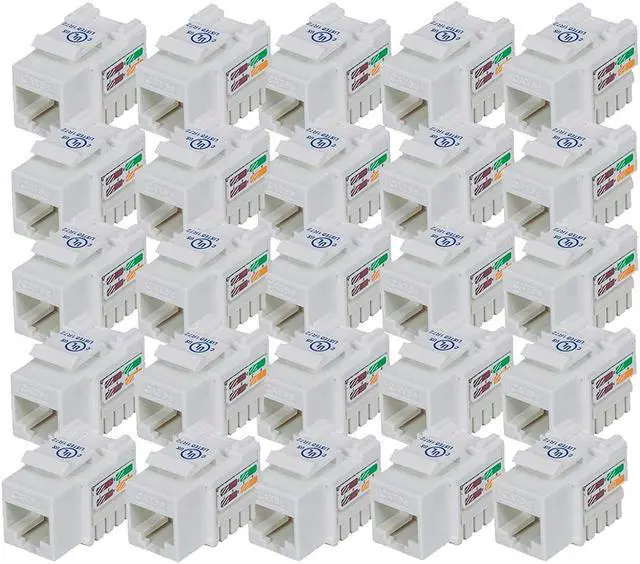 Main image of iMBAPrice (Pack of 5) Keystone Punch Down Jack Cat-5e RJ-45 - White