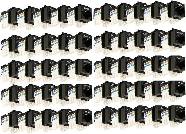 Main image of iMBAPrice (Pack of 10) Keystone Punch Down Jack Cat-5e RJ-45 (Cat5e (10 Pack), Black)