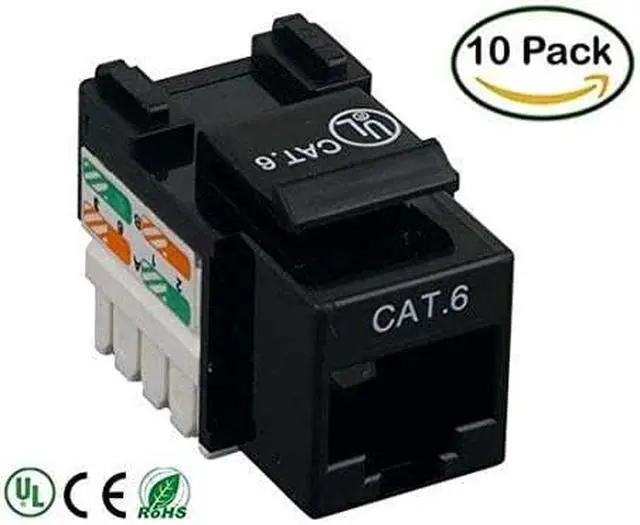Alt view image 2 of 3 - iMBAPrice (10-Pack) Cat6 RJ45 Punch-Down Keystone Jack in (Black)