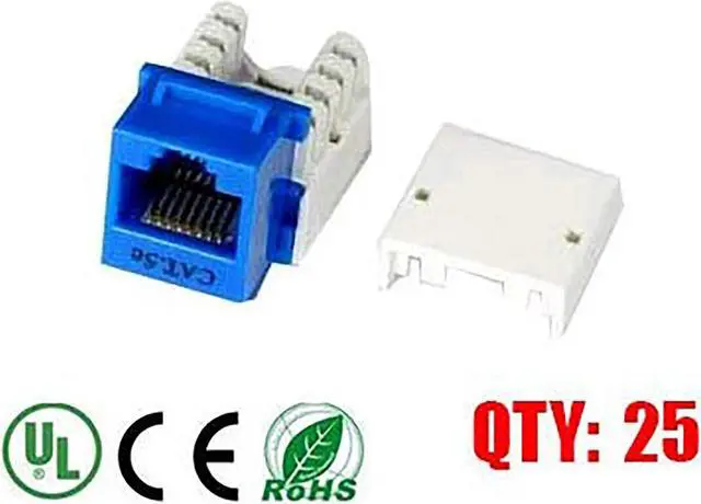 Main image of iMBAPrice Blue Cat5e RJ45 Punch Down Keystone Jack, 25 Pack, (IMBA-C5KSPD-BL-25PK)